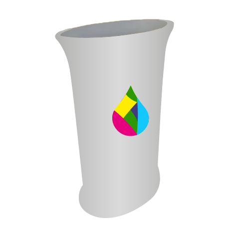 Messetheke ZIPP | B 56,5 cm x H 102 cm x T 39,7 cm | bedruckt